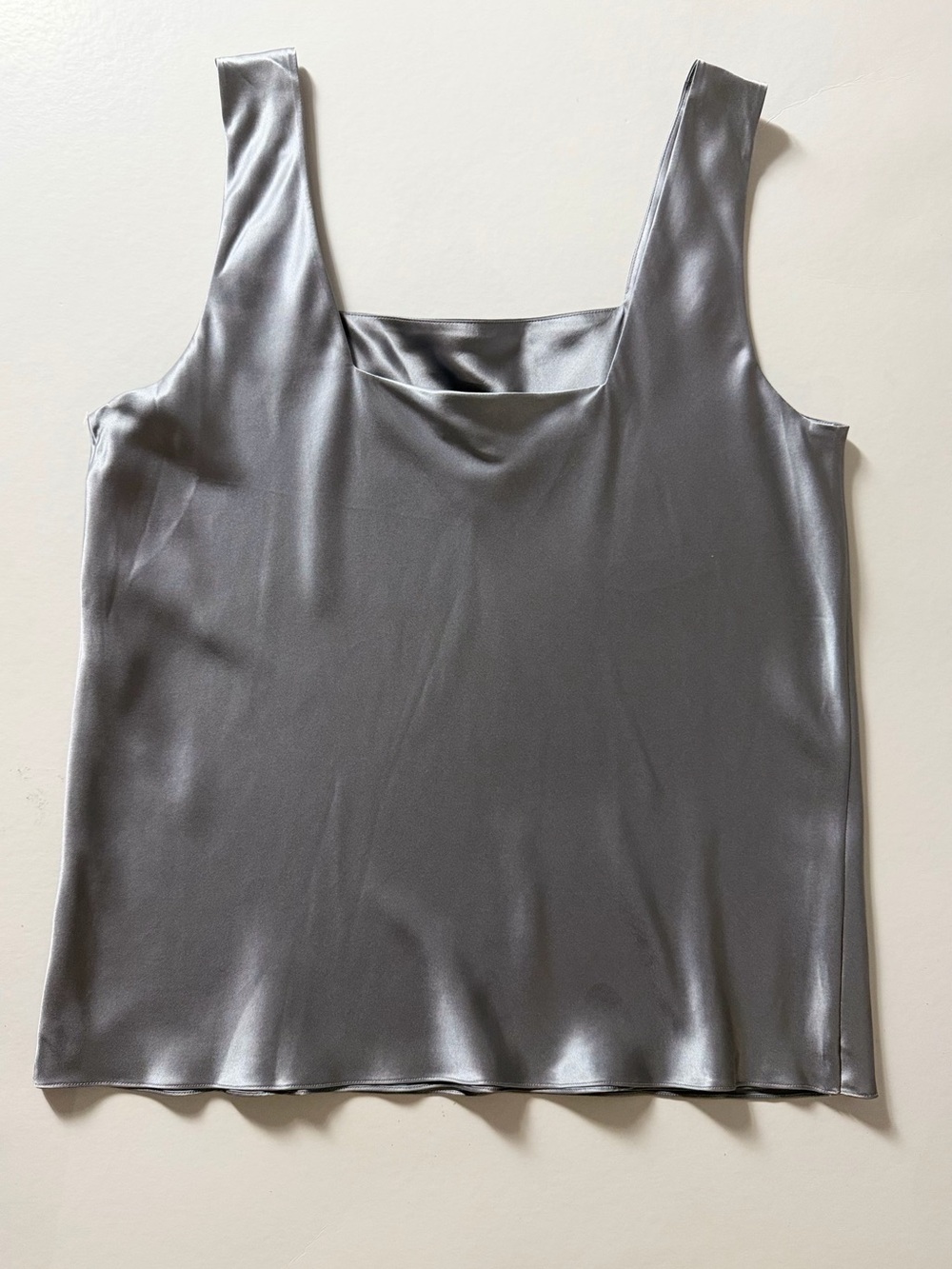 Nordstrom Intimates 100% Silk Gray Square Neck Tank Top Size